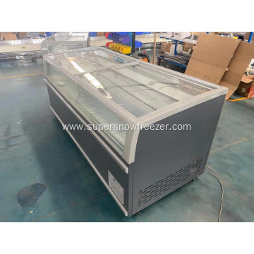 Four side horizontal glass freezer display Island Freezer